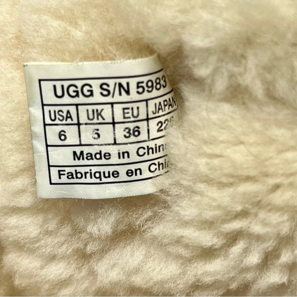 UGG Black Suede Zip Sunshine Tall Boots‎ Sz 6 Shearling Winter Snow Classic 90s